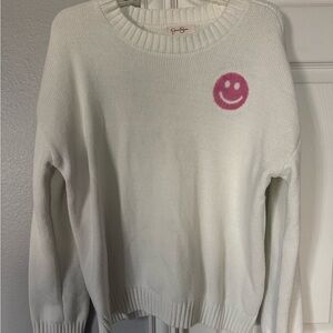 Jessica Simpson White Sweater with Pink Emblem